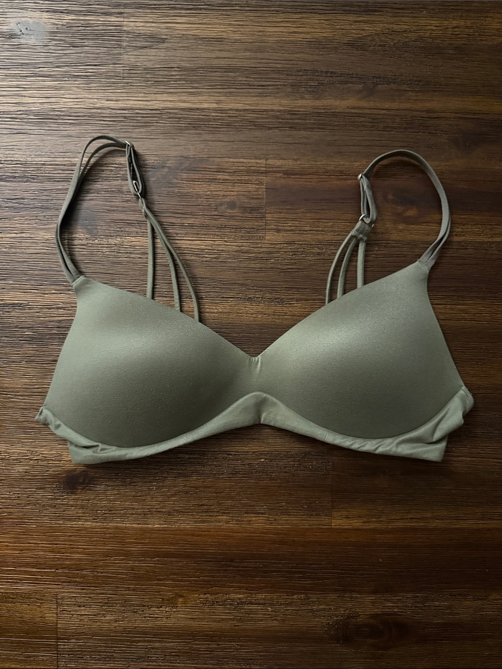 American Eagle Aerie Real Sunnie Wireless Push Up Bra Olive Green 36B